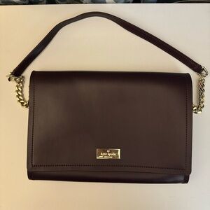 Like New Kate Spade Arbour Hill Angelea Leather Shoulder Bag Clutch Mahogany